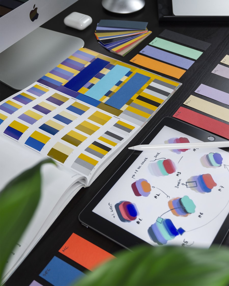 Peaks Designs studio workspace — brand identity work in progress